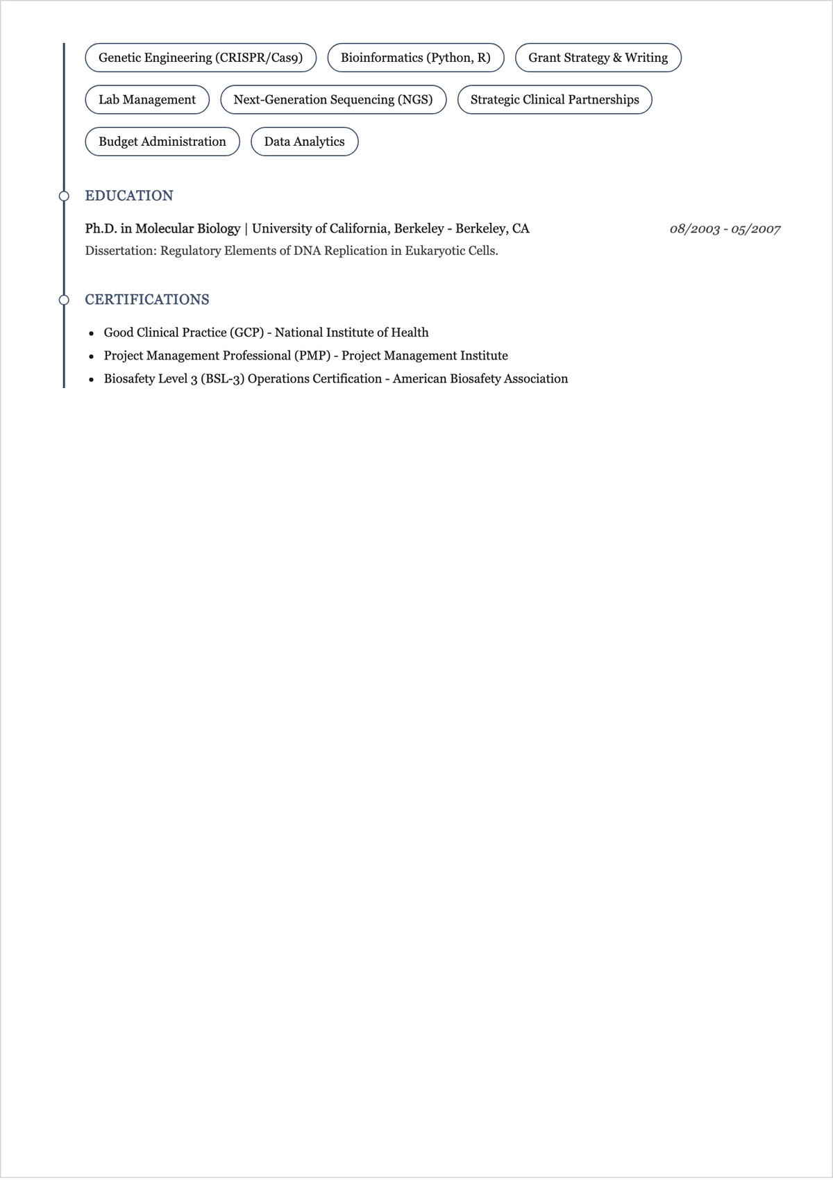 Free Academic Lead Research ATS Resume Template, AI Resume Builder