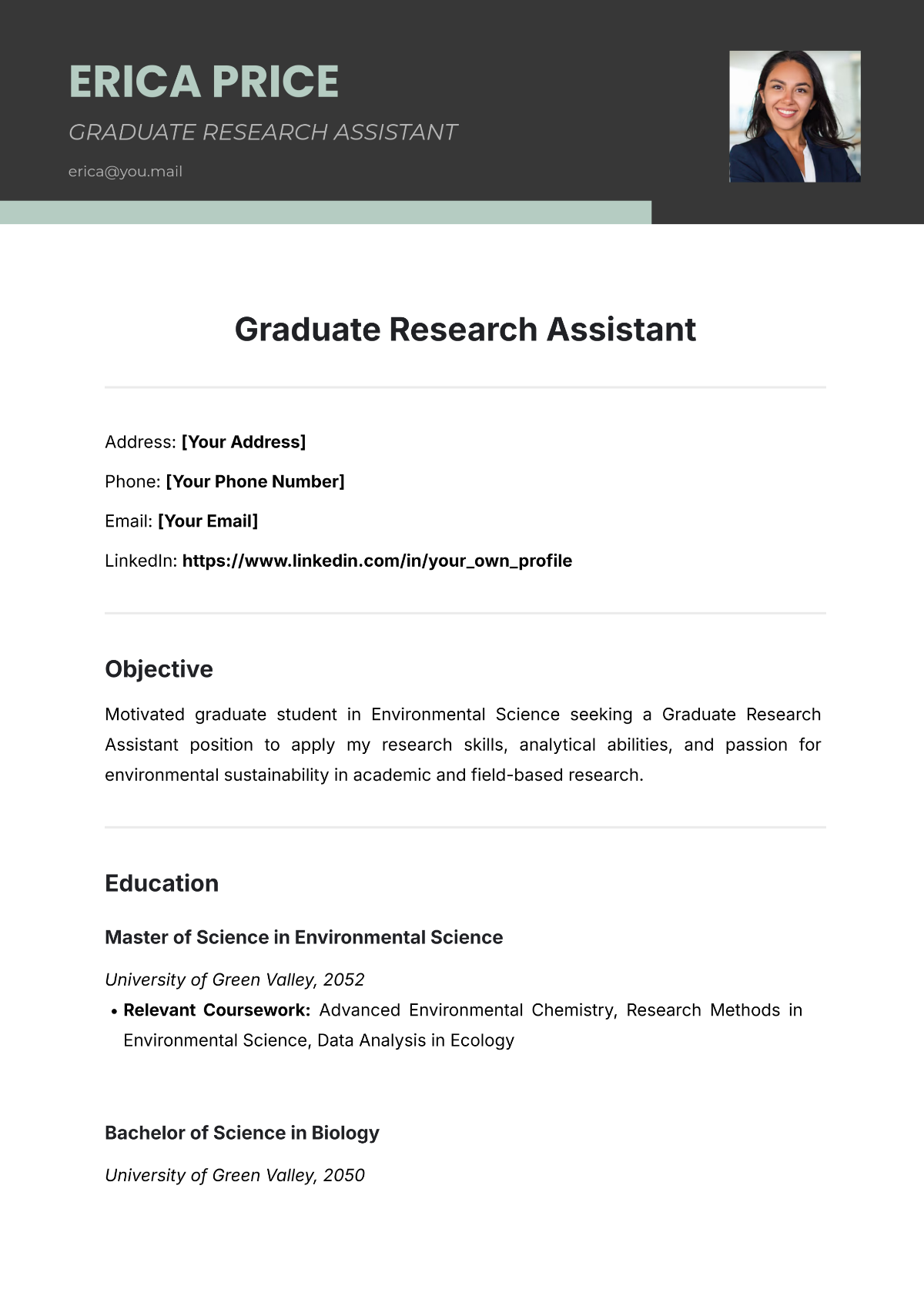 Graduate Research Assistant Resume Template - Edit Online & Download