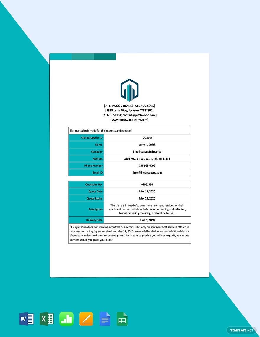 Real Estate Service Quotation Template