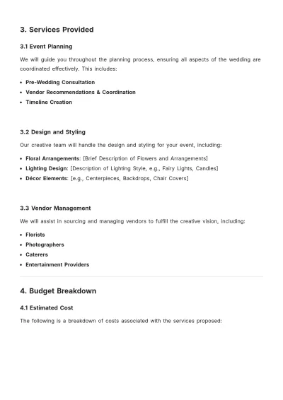 Free Wedding Creative Proposal Format Template to Edit Online