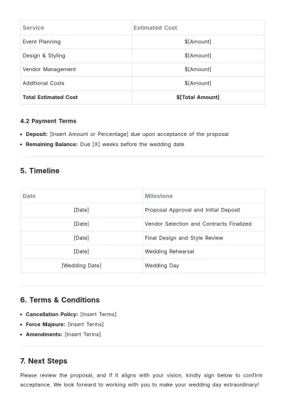 Free Wedding Creative Proposal Format Template to Edit Online