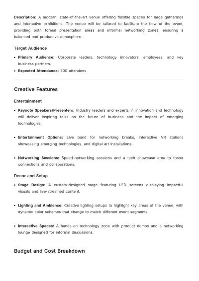 Free Corporate Event Creative Proposal Template to Edit Online