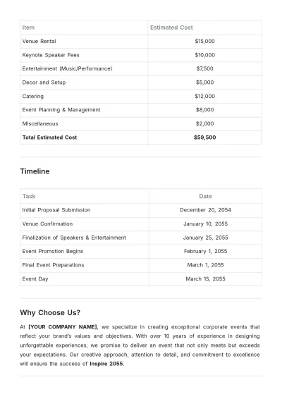 Free Corporate Event Creative Proposal Template to Edit Online