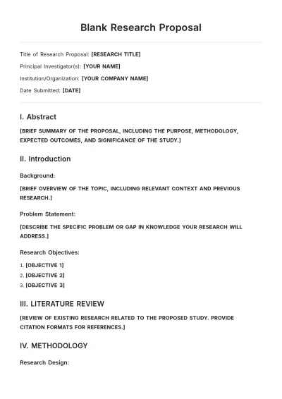 Free Blank Research Proposal Template to Edit Online