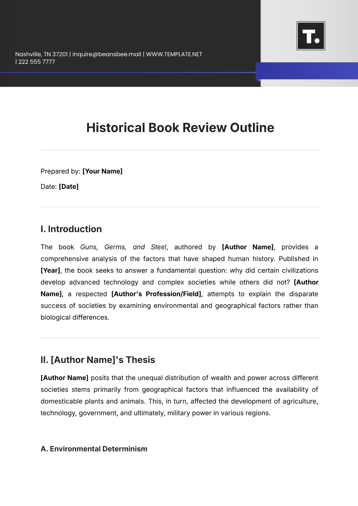 Historical Book Review Outline Template - Edit Online & Download