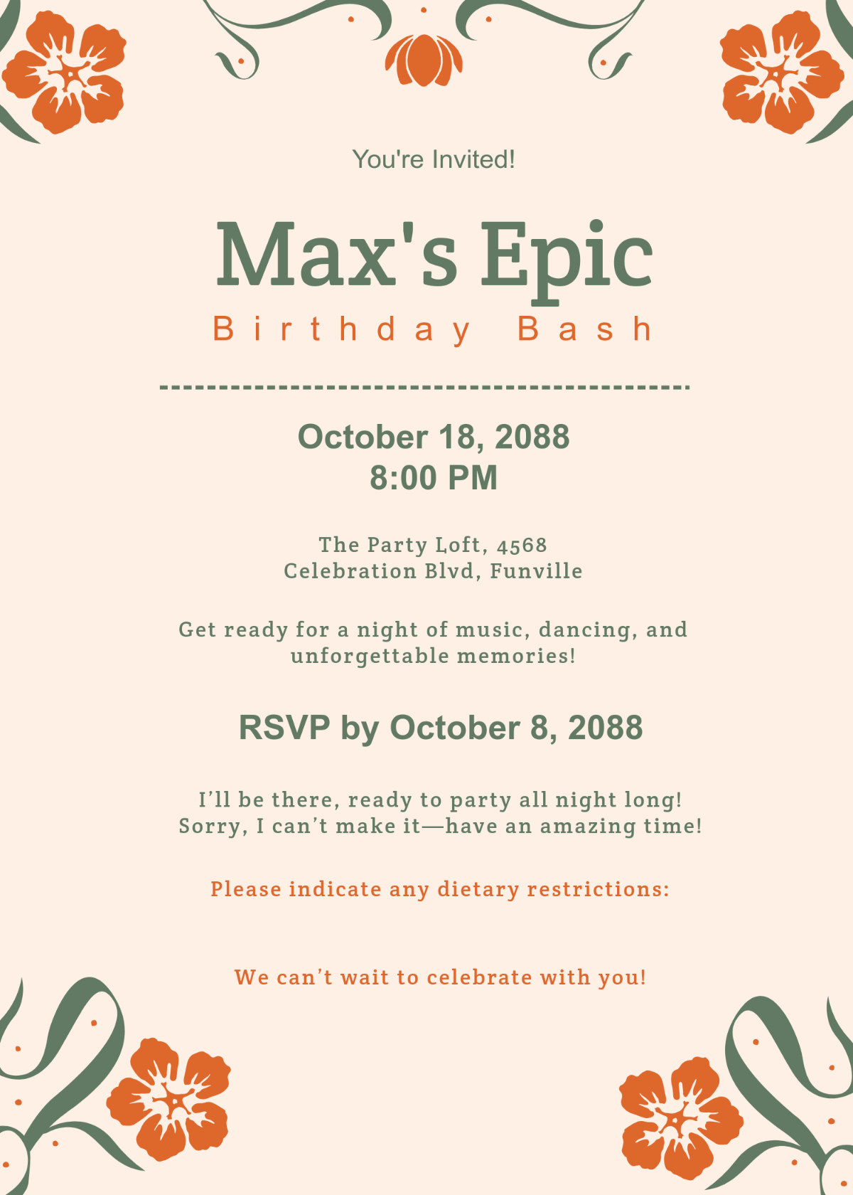 Creative Party RSVP Card Invitation Template - Edit Online & Download