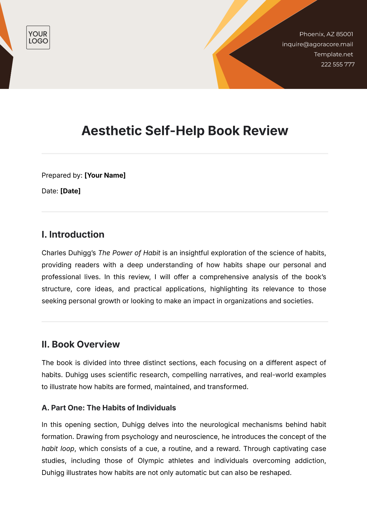 Aesthetic Self-Help Book Review Template - Edit Online & Download