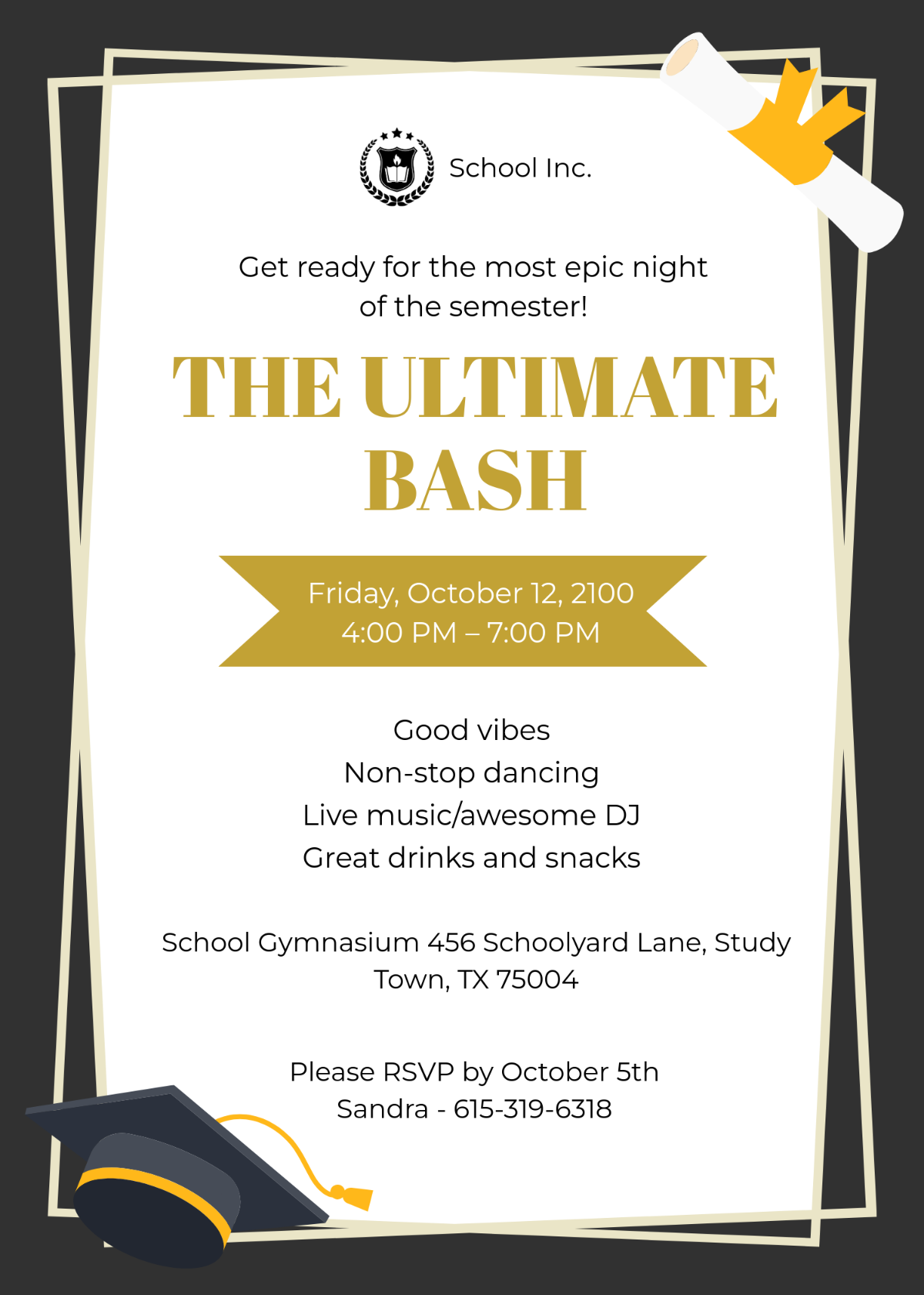 College Party Invitation Template - Edit Online & Download