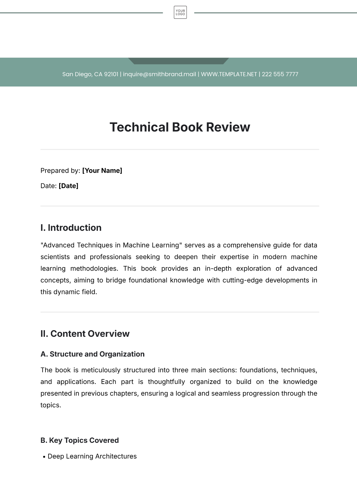 Technical Book Review Template - Edit Online & Download