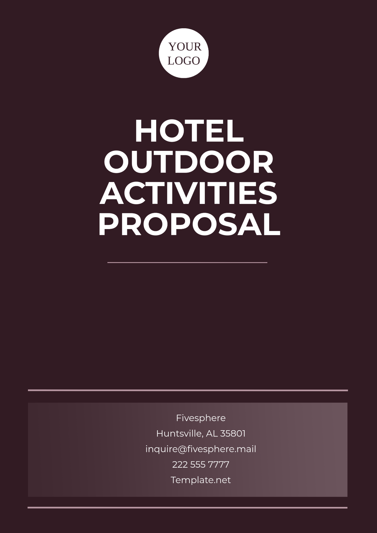 Hotel Outdoor Activities Proposal Template - Edit Online & Download