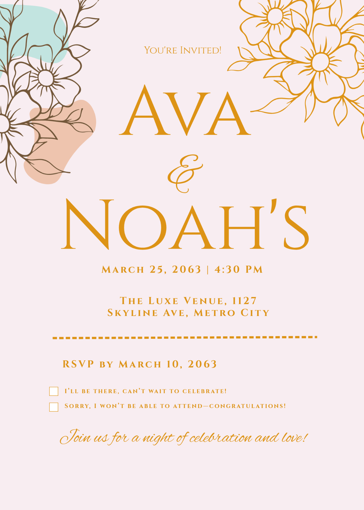 Modern RSVP Card Invitation Template - Edit Online & Download