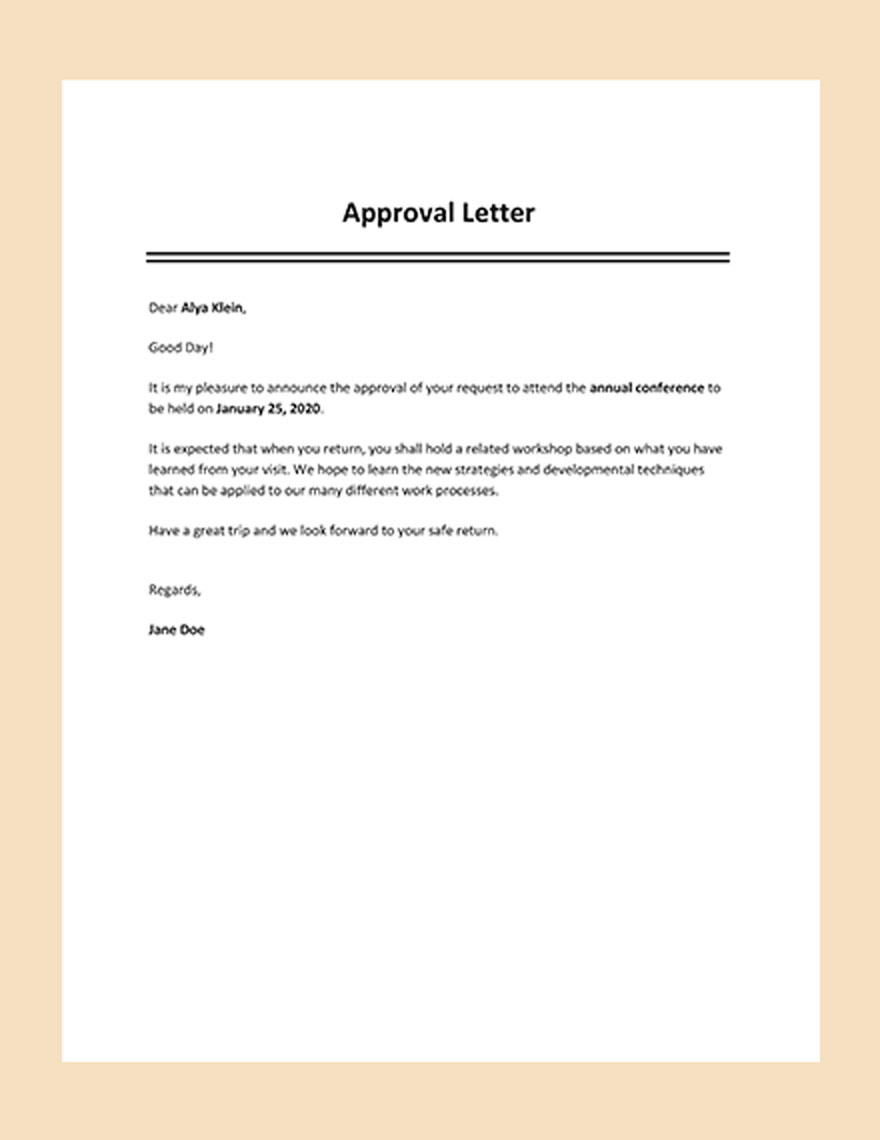 Approval Letters Templates Format, Free, Download