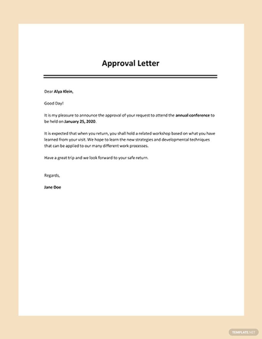 Approval Letter Template in Word, Google Docs, PDF, Apple Pages