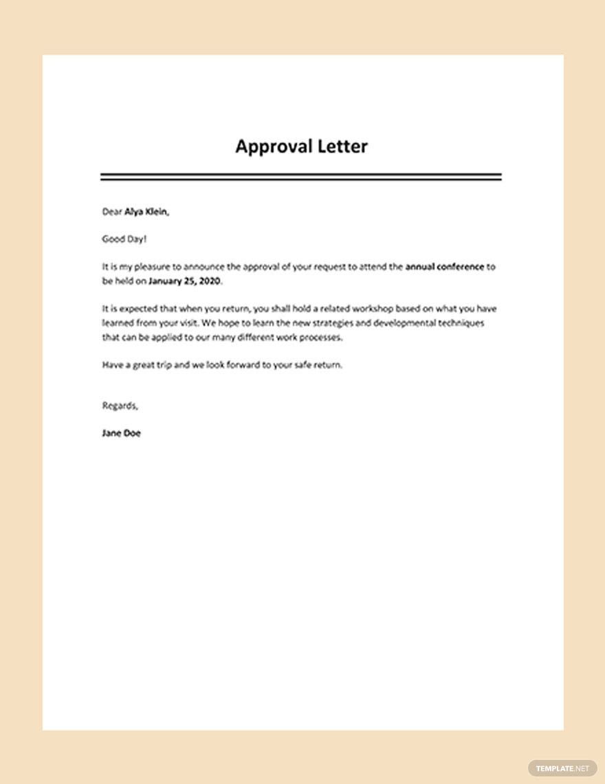 Approval Letter Template in Google Docs, Word, Pages, PDF - Download | Template.net