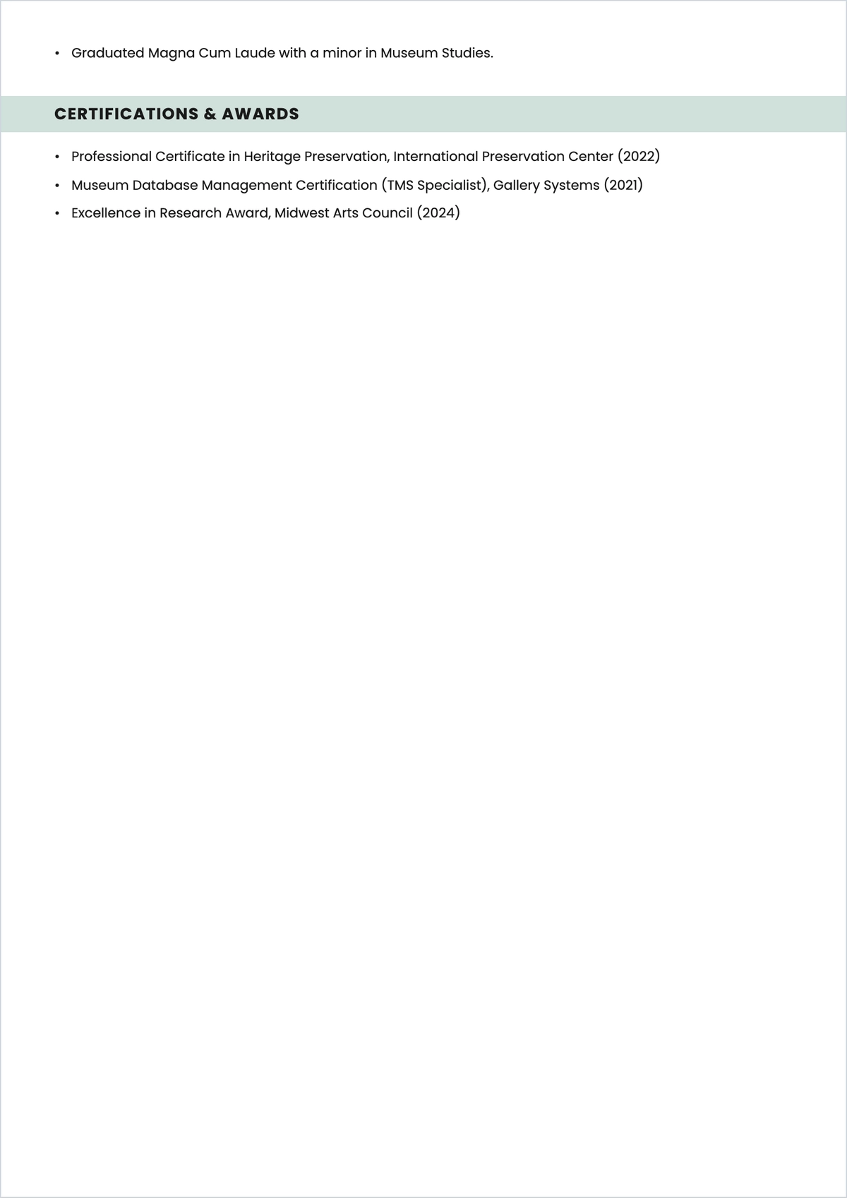 Free Arts Research Coordinator ATS Resume Template, AI Resume Builder