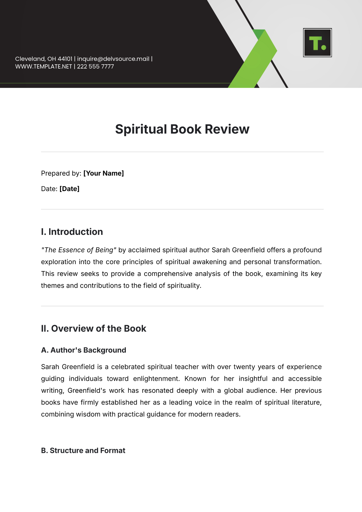 Spiritual Book Review Template - Edit Online & Download