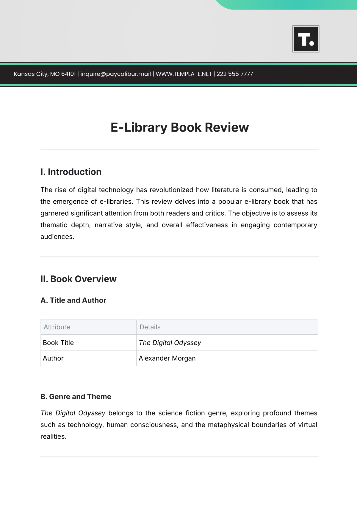 E-Library Book Review Template - Edit Online & Download