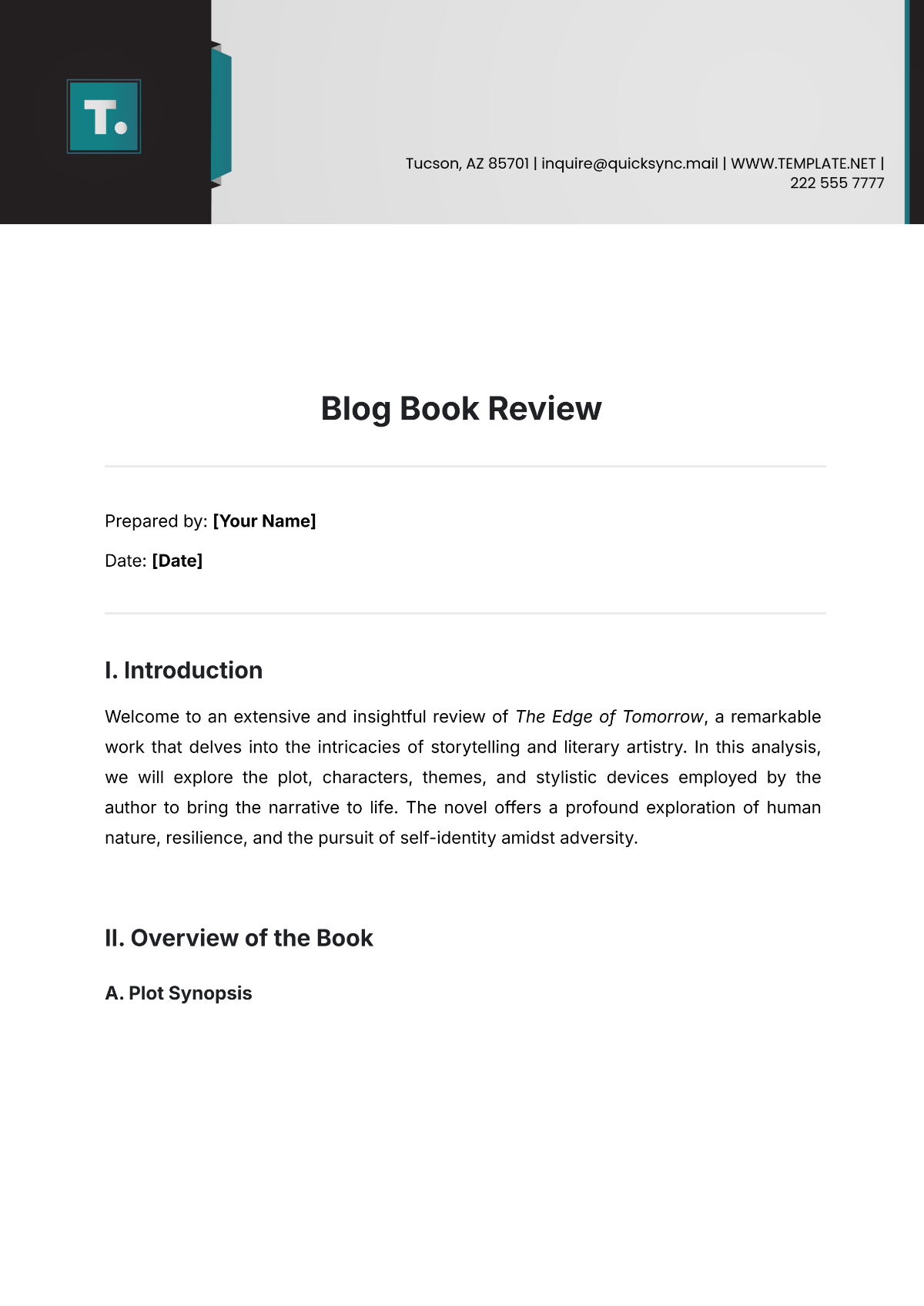 Blog Book Review Template - Edit Online & Download