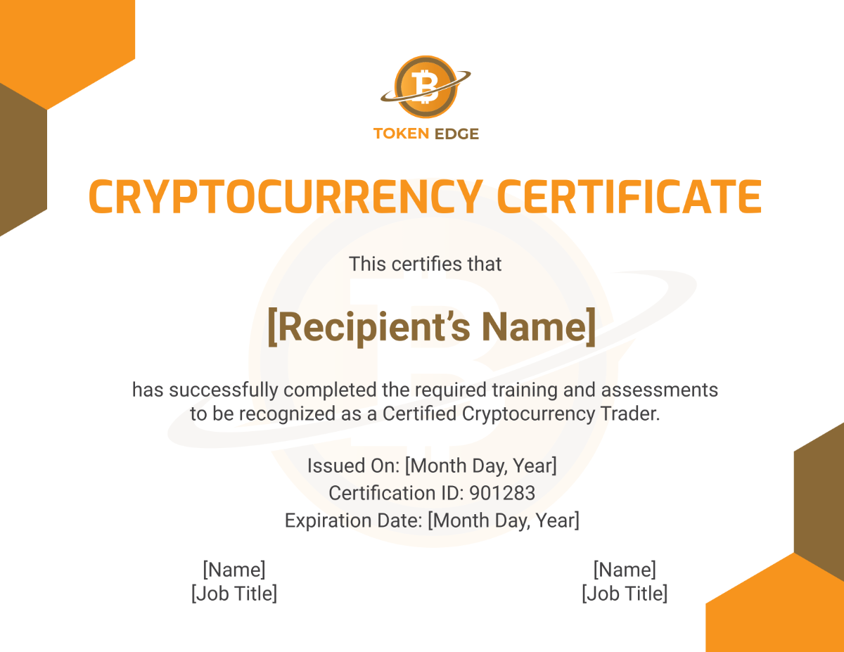 Free Cryptocurrency Certificate Template - Edit Online & Download