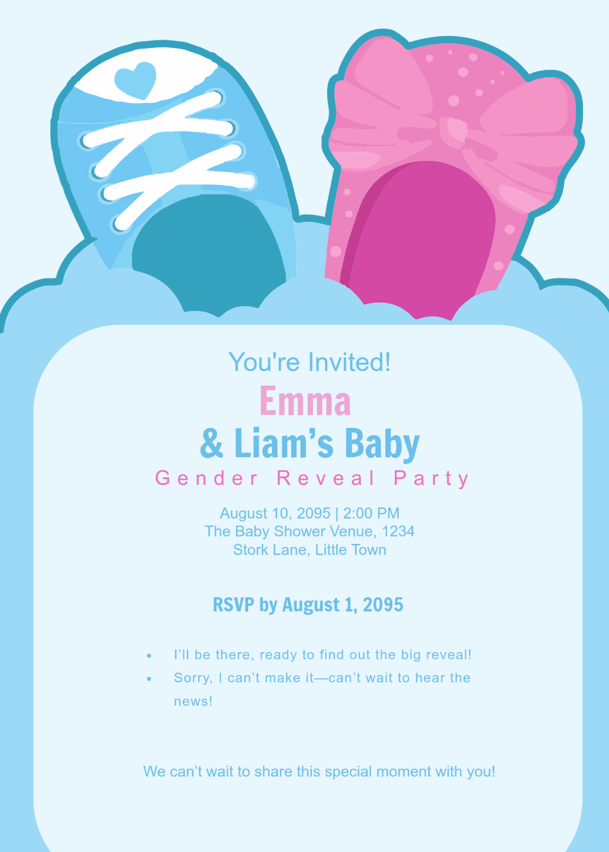 Free Baby Gender Reveal RSVP Card Invitation Template - Edit Online & Download