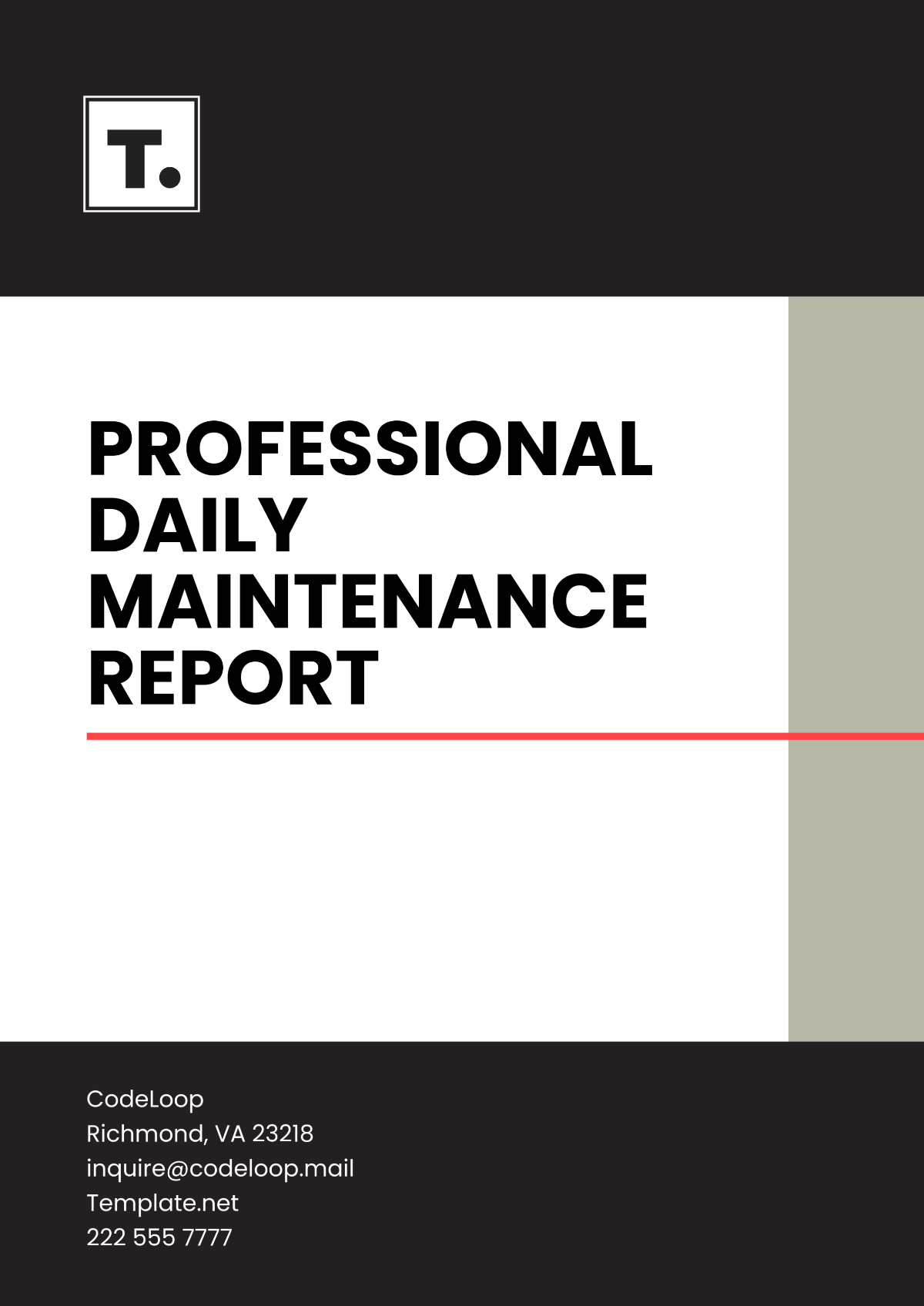 Free Professional Daily Maintenance Report Template