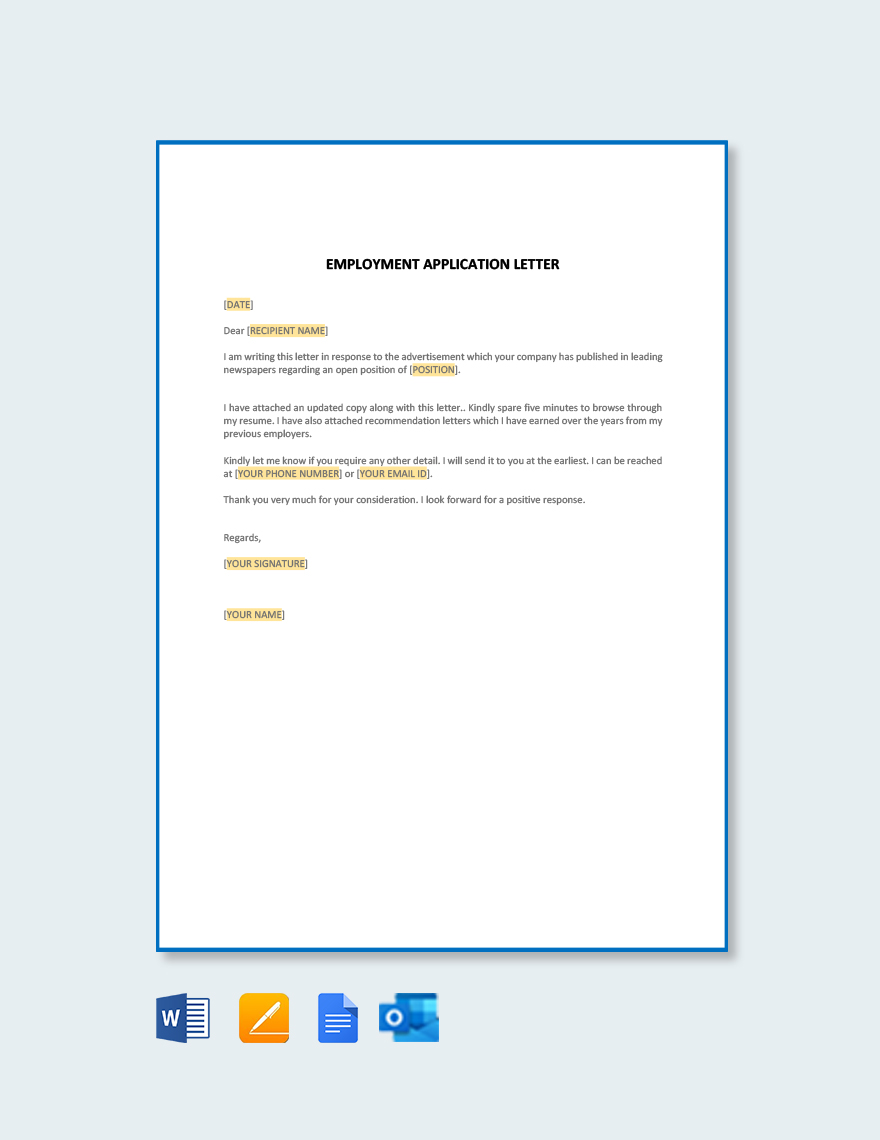 Application Letter Template Sample For Any Position Google Docs, Word