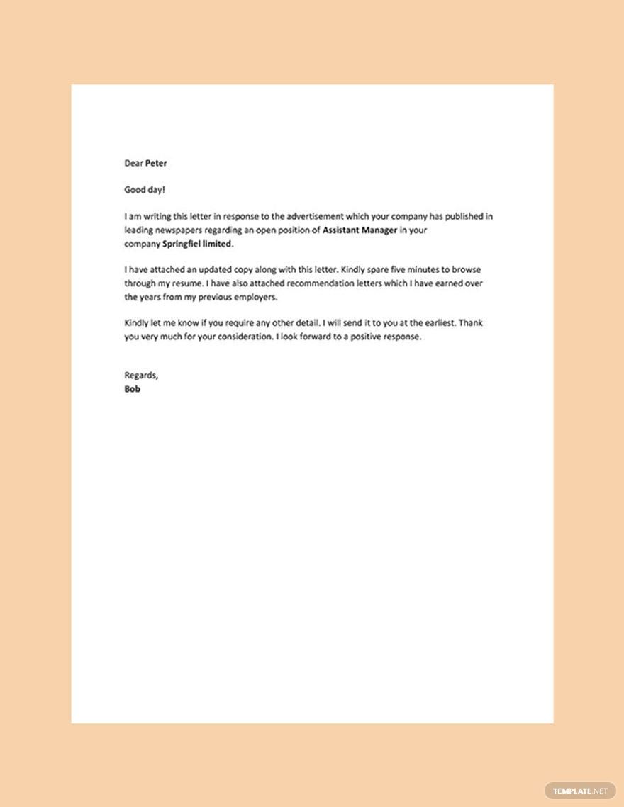 Employment Application Letter Template in Word, Google Docs, Pages, PDF - Download | Template.net