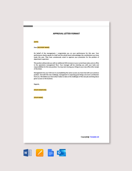 Sample Approval Letter Format