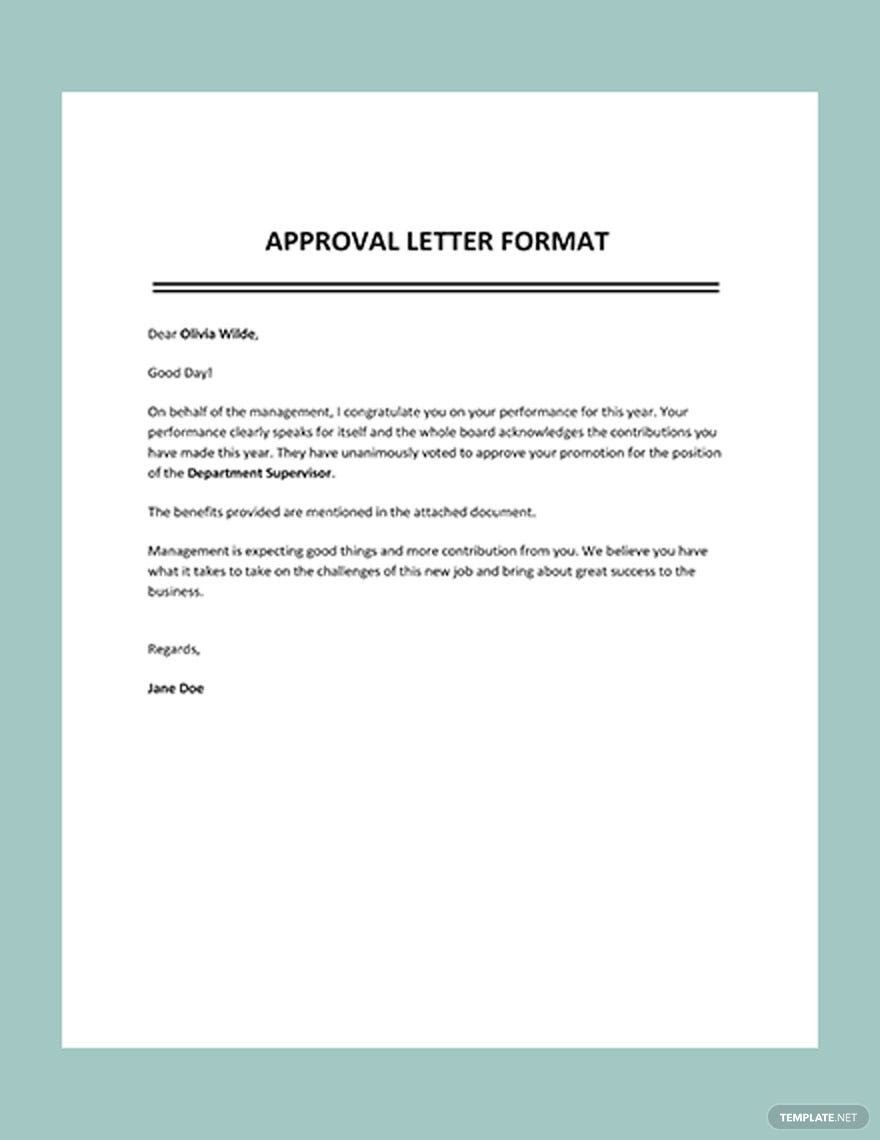 Approval Letter Format Template