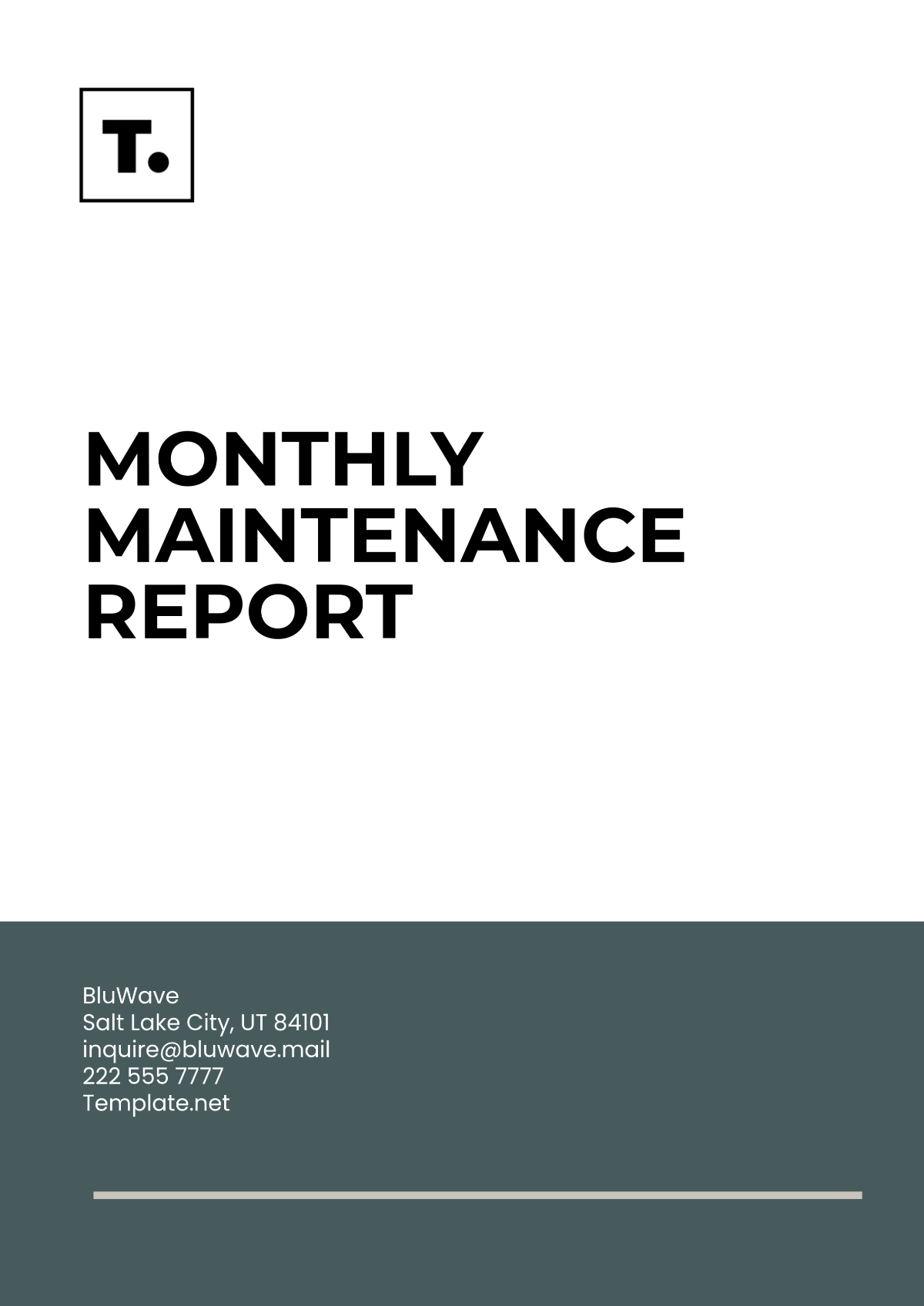 Free Monthly Maintenance Report Template