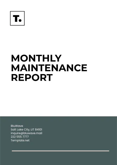 Free Monthly Maintenance Report Template to Edit Online