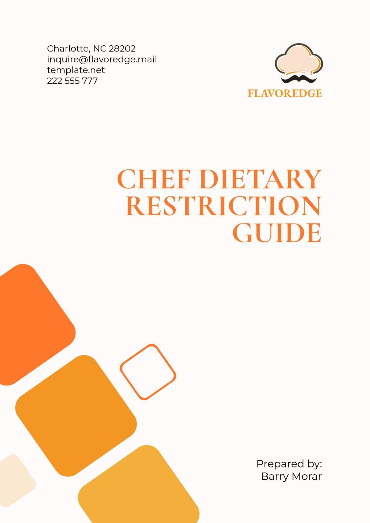 Chef Dietary Restriction Guide Template - Edit Online & Download