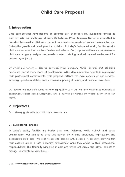 Free Child Care Proposal Template to Edit Online