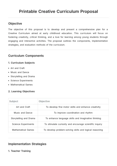Free Printable Creative Curriculum Proposal Template to Edit Online