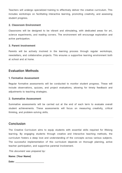 Free Printable Creative Curriculum Proposal Template to Edit Online