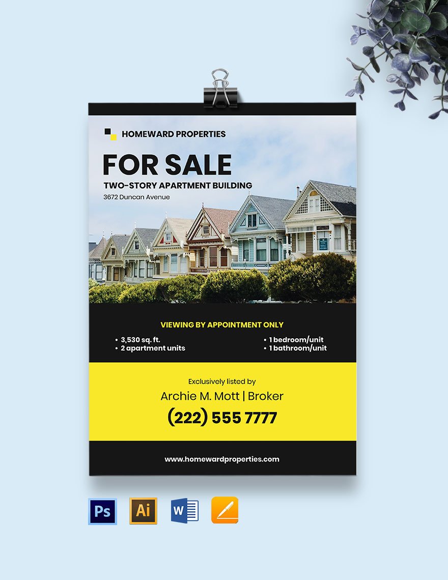 Free Professional Real Estate Agent Yard Sign Template