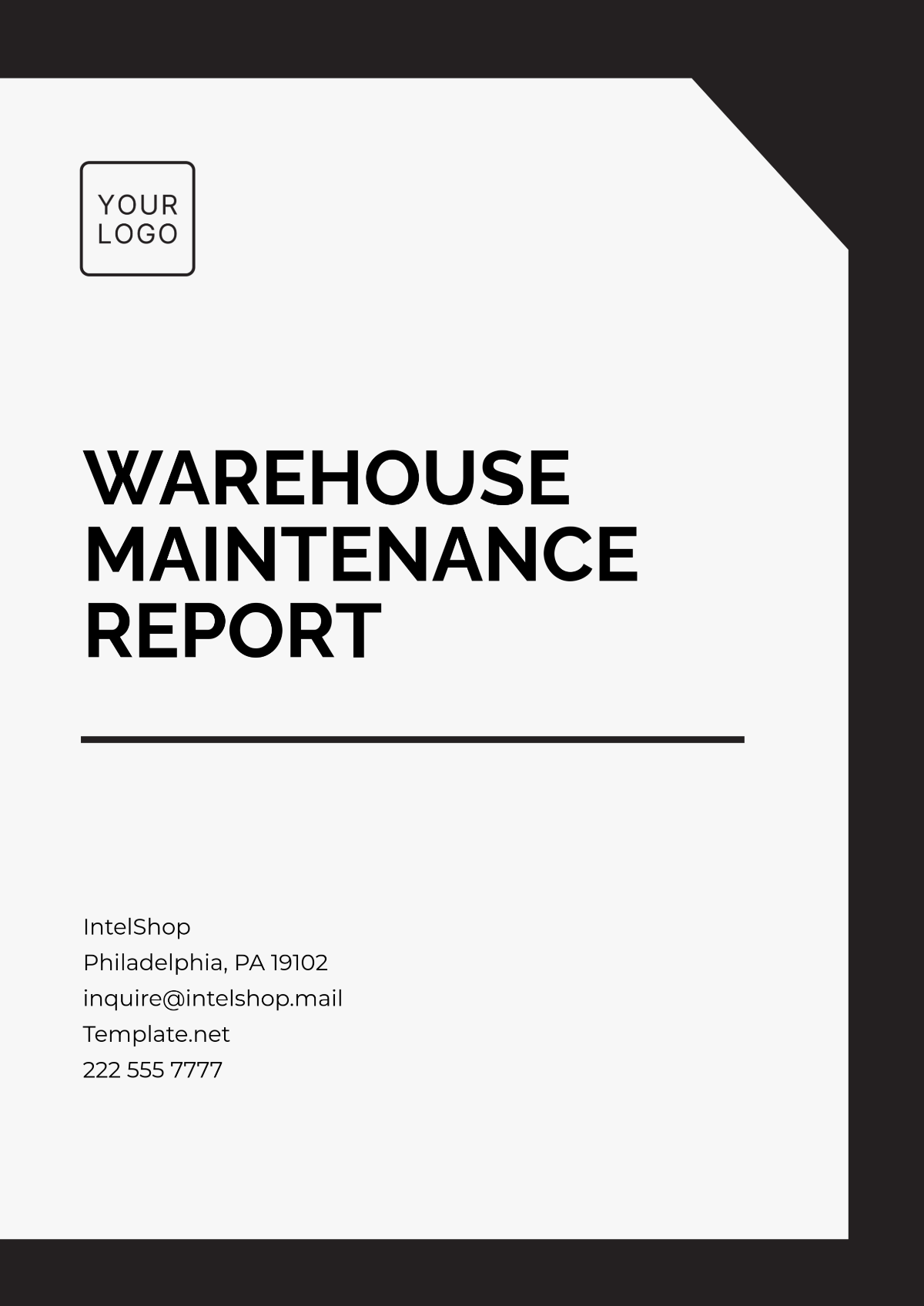 Warehouse Maintenance Report Template - Edit Online & Download