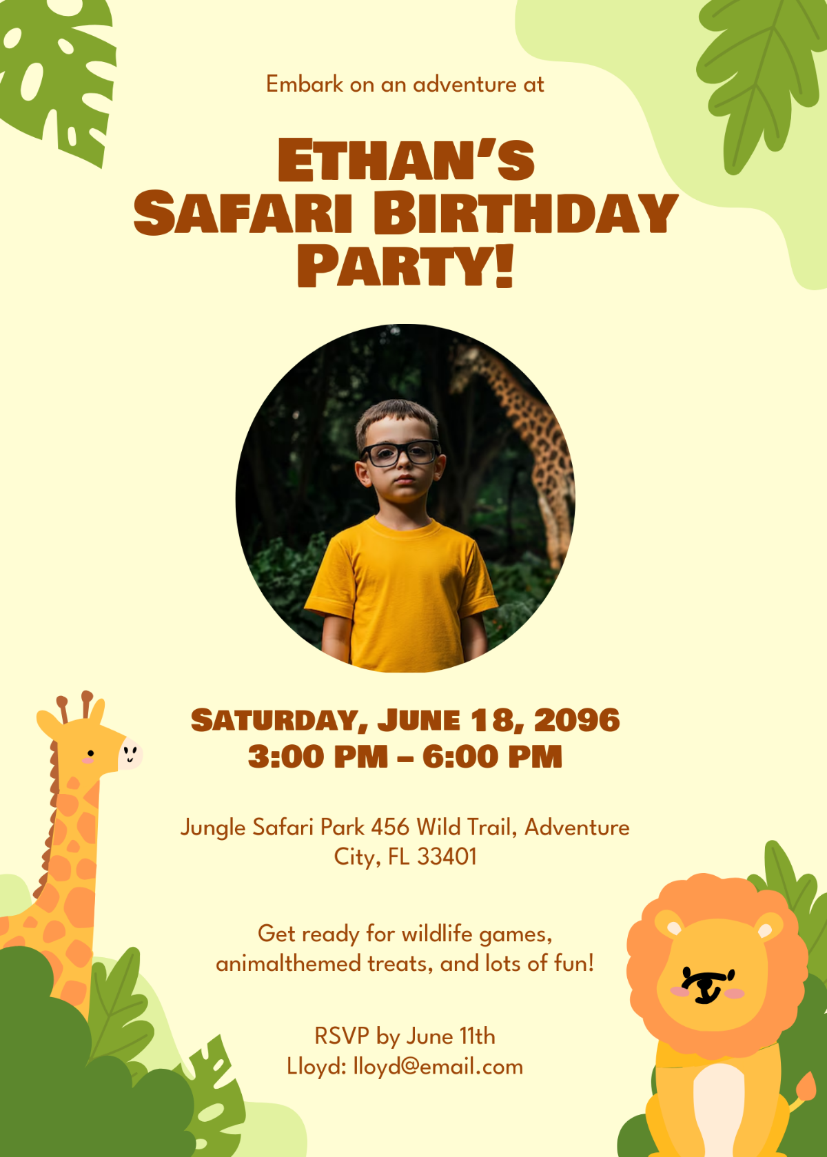 Free Safari Theme Party Invitation Template - Edit Online & Download