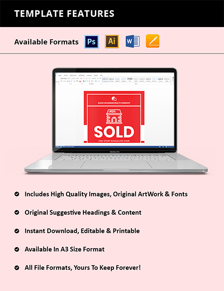 Real Estate Sold Sign Template instruction