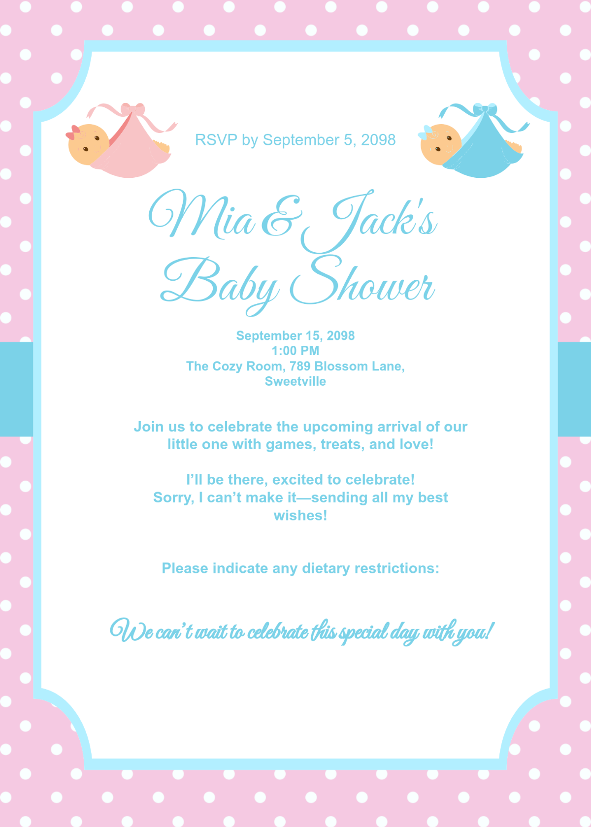 Free RSVP Card for Baby Shower Invitation Template - Edit Online & Download