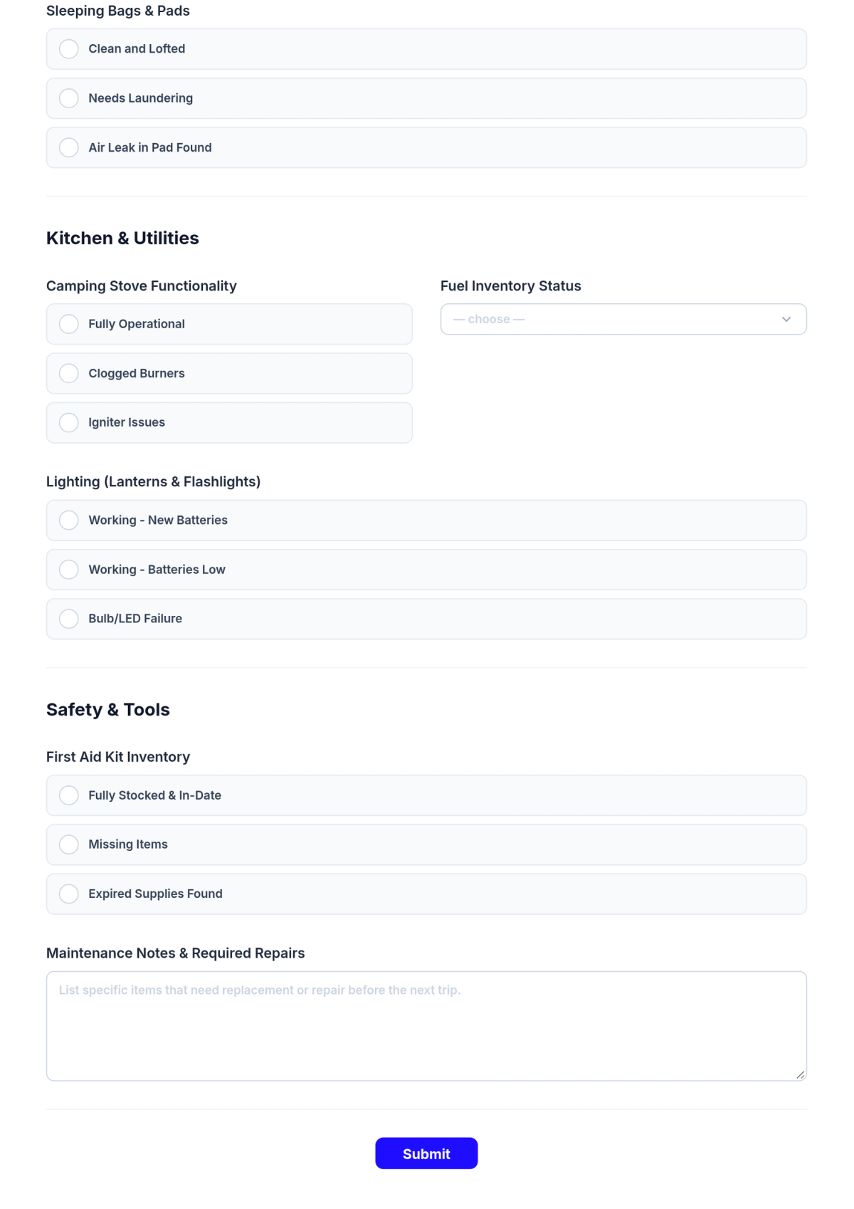 Free Camping Maintenance Checklist Form Template & AI Maker