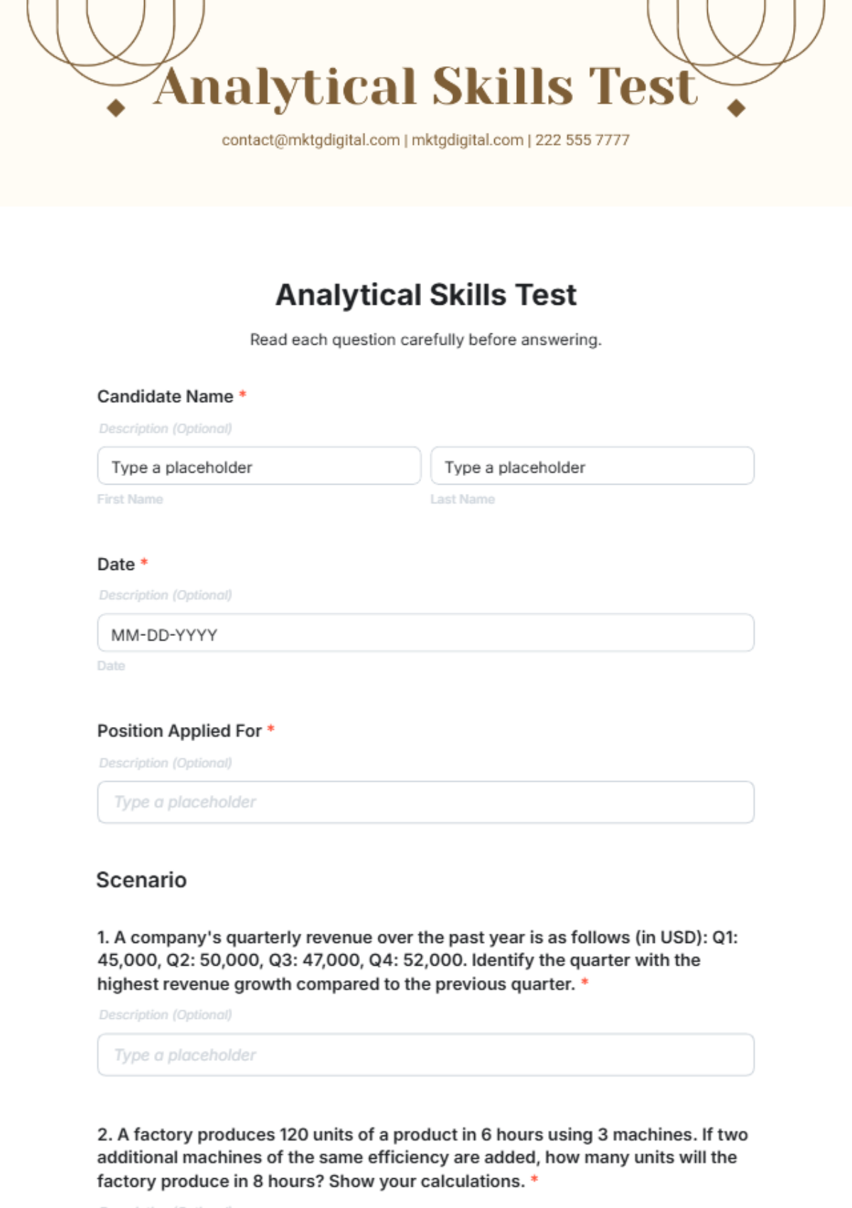 Free Analytical Skills Test Template