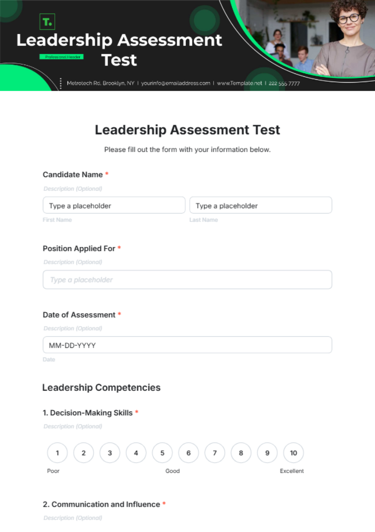 Free Leadership Assessment Test Template