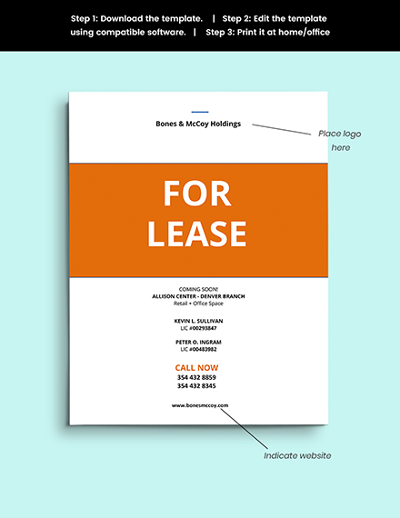 Real Estate For Lease Sign Template Properties