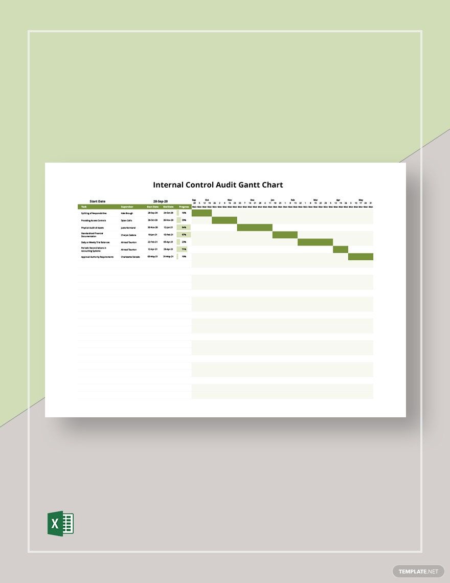 Internal Control Audit Gantt Chart Template