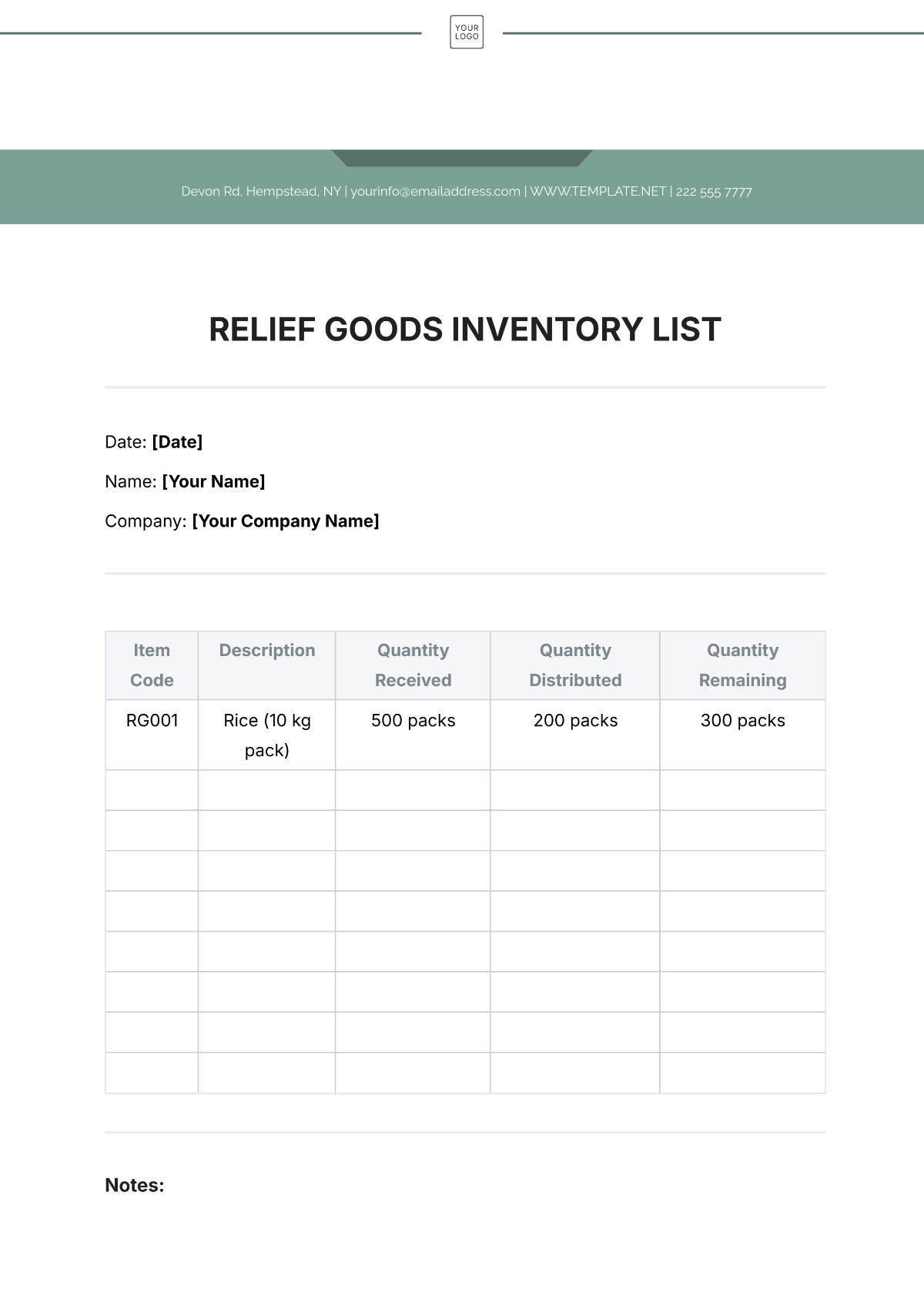 Relief Goods  Inventory List Template - Edit Online & Download