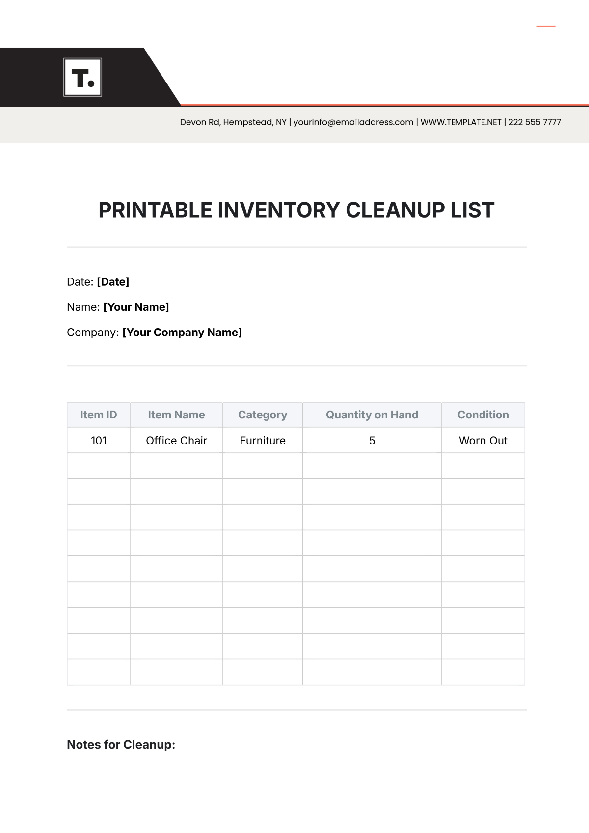 Printable Inventory Cleanup  List Template - Edit Online & Download