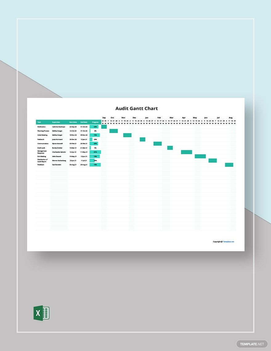 Simple Audit Gantt Chart Template in Excel - Download | Template.net