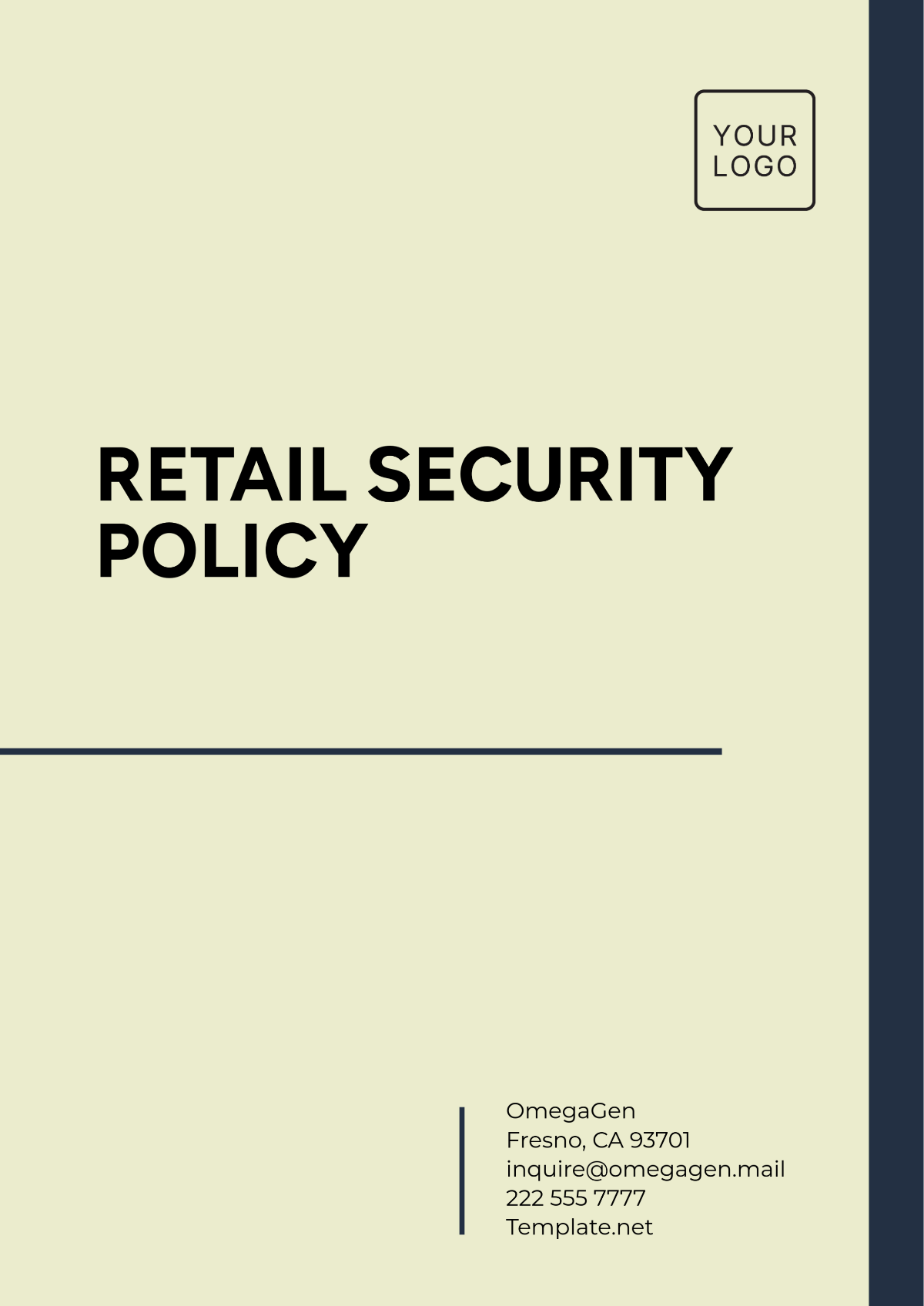 Retail Security Policy Template - Edit Online & Download