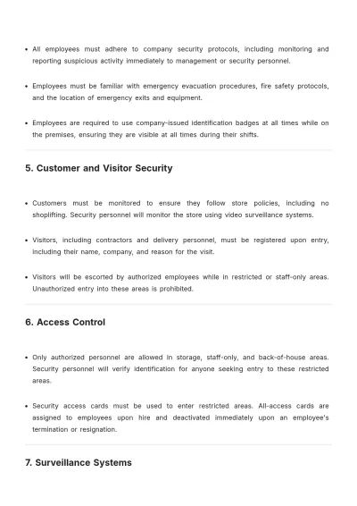 Free Retail Security Policy Template to Edit Online